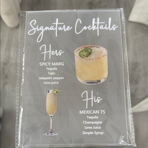 Signature Cocktails Menu Acrylic Sign